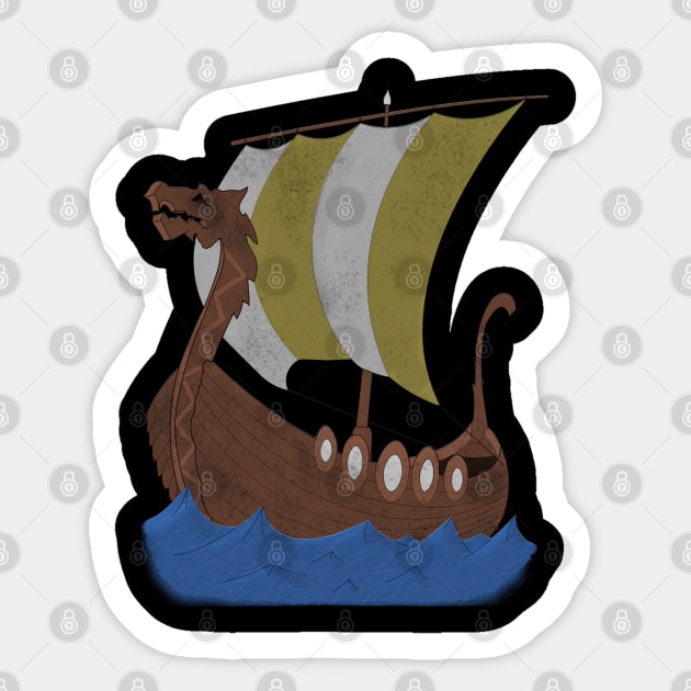 Viking Ship yellow with water Sticker by Pikolik